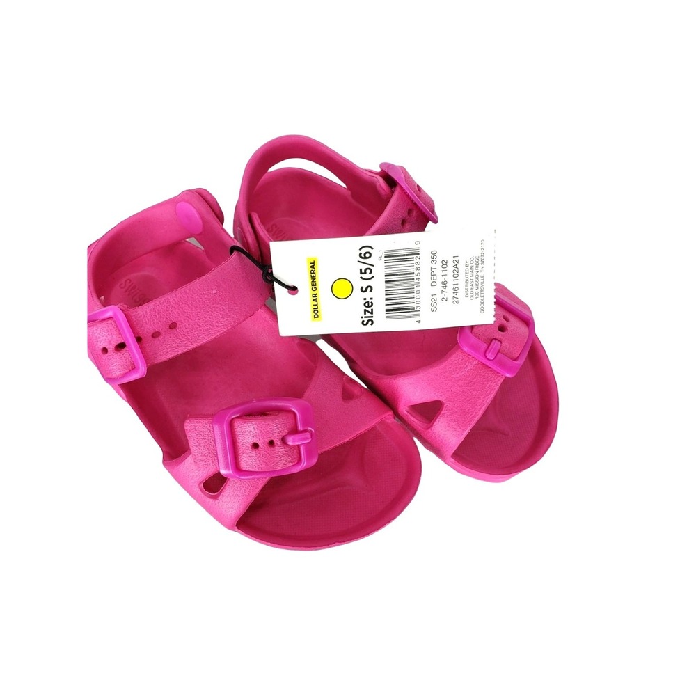 Swiggles Pink Small 5/6 Double Buckle Sandals Adjustable Strap Rubber Slipper
